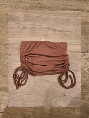 Y2K Vibe Bluebell Earth Tones brown Bandeau tubetop cinchable sides size small